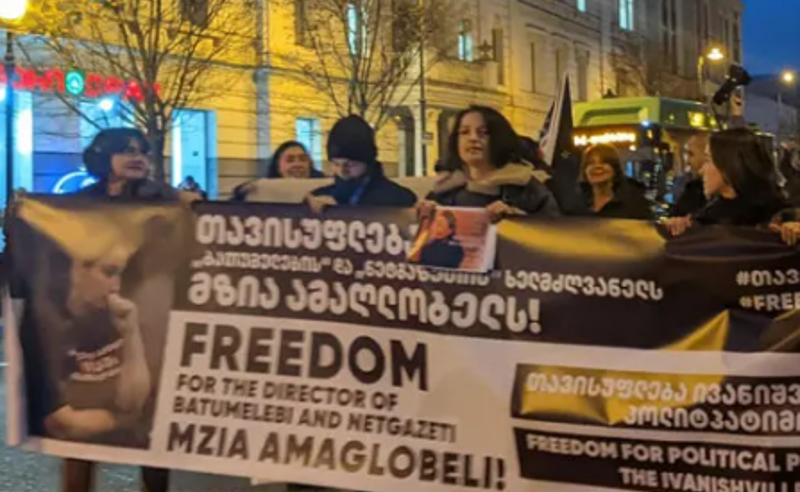 В Тбилиси прошла акция в поддержку основателя издания Batumelebi Мзии Амаглобели