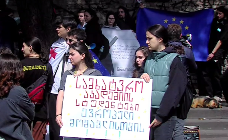 სტუდენტები საპროტესტო მსვლელობას მართავენ