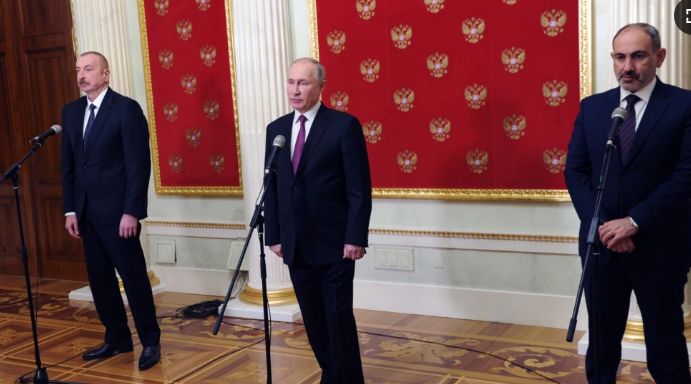 Путин, Алиев и Пашинян приняли трехстороннее заявление по итогам встречи
